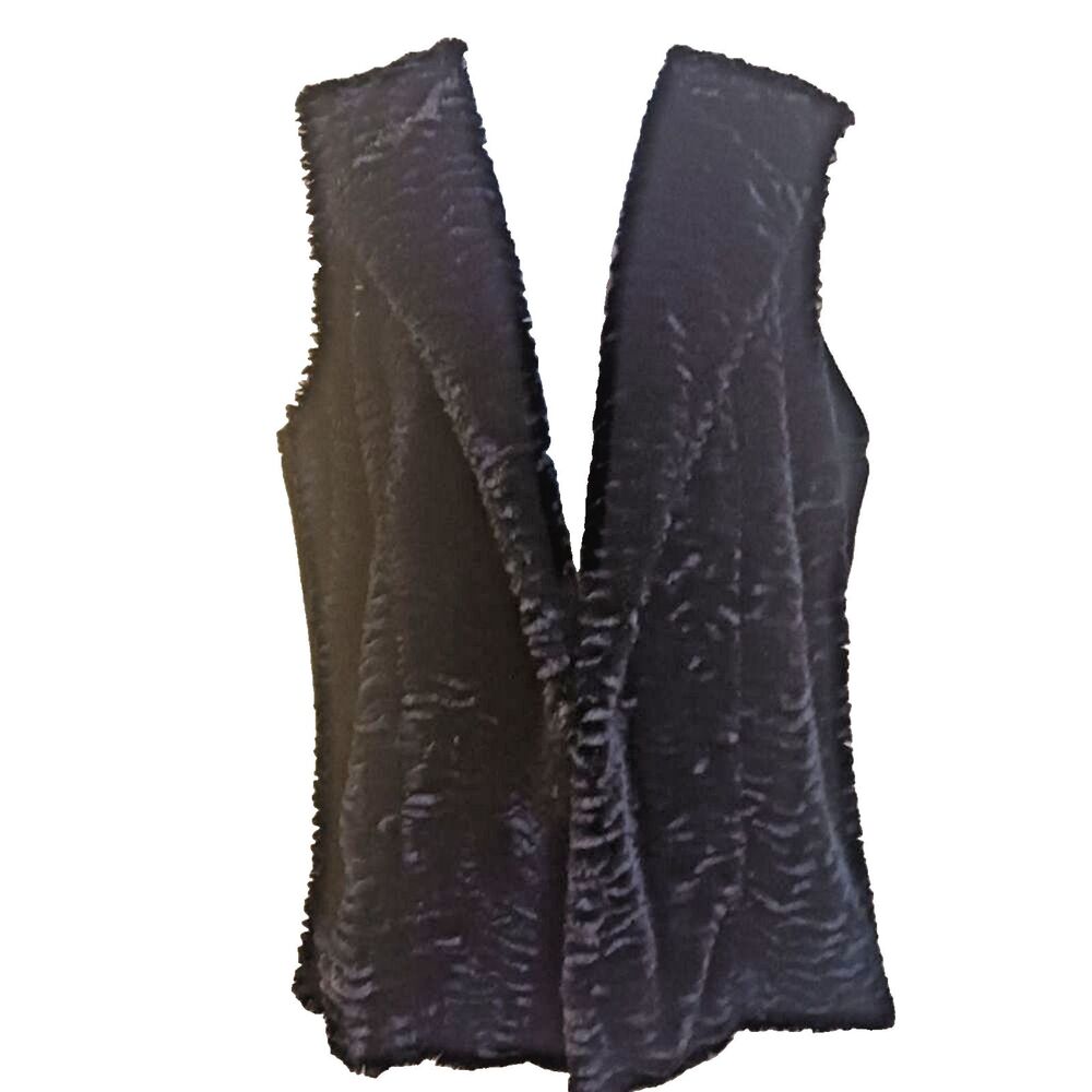 Chico's Gift Black Faux Fur Open Vest Women's 3 or XL